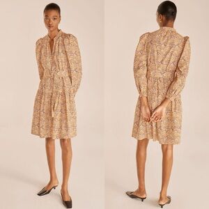 Rebecca Taylor Speckled Fleur Puff Sleeve Dress in Speckled Fleur Marigold